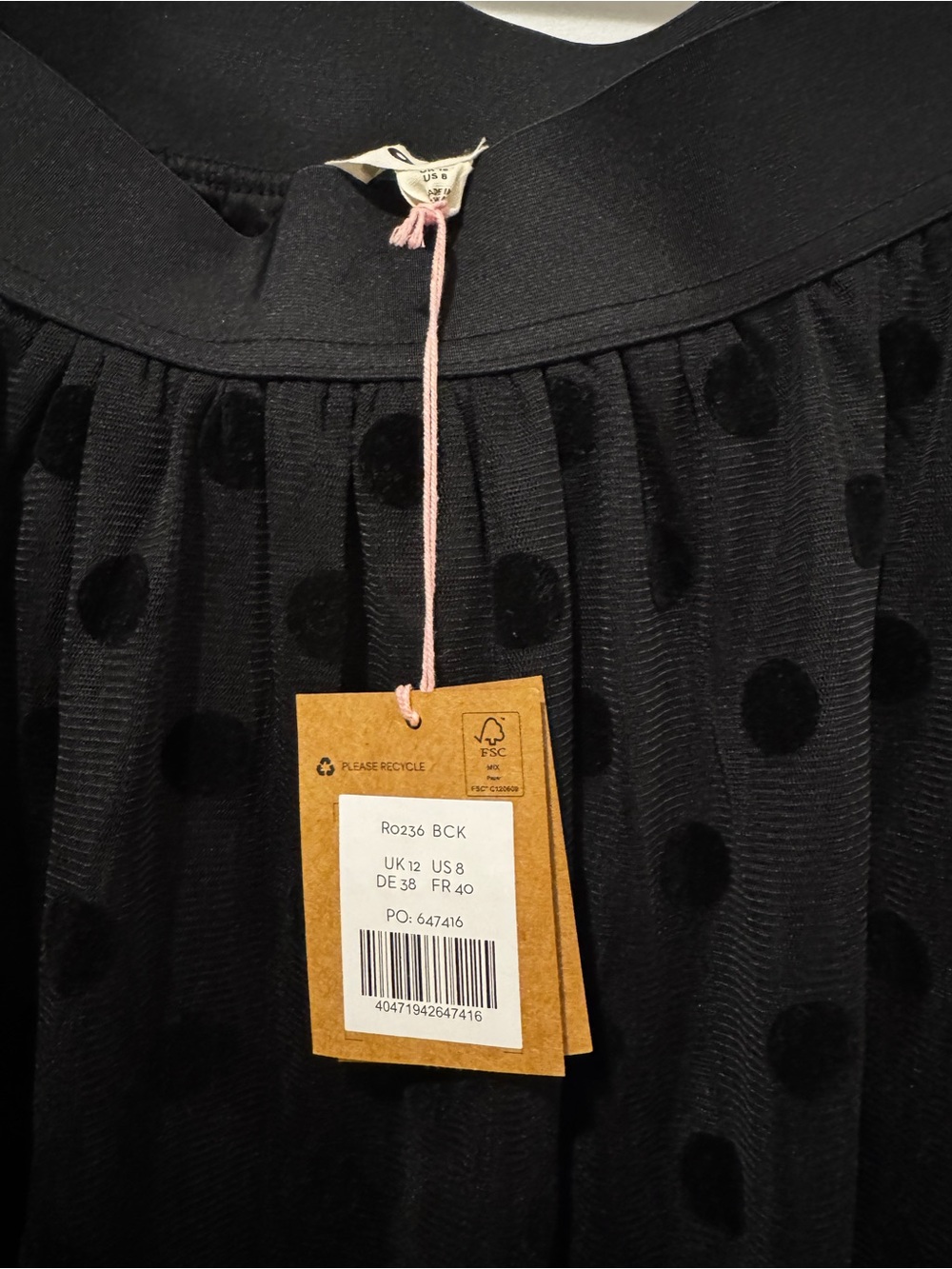 Boden Black Polka Dot Tulle Midi Skirt US 8 - Picture 3 of 4
